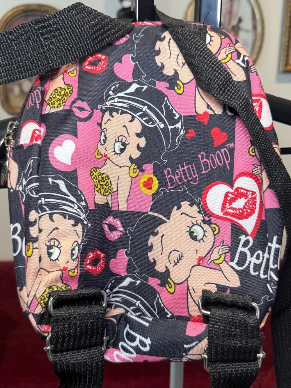 Betty Boop Y2K Black, Pink & Cream Mini Backpack with Character Print